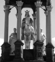 Sculpture close view background. Monument art. Black and white monochrome grayscale photo