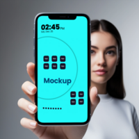 Minimalist Smartphone Mockup Ideal for Mobile Device Branding and Holding a smartphone by hand psd