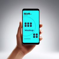 Professional Phone Mockup with Realistic Design Holding a smartphone by hand Display psd