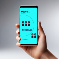 Smartphone Screen Mockup Holding a smartphone by hand View Perfect for UI UX Design psd