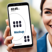 Realistic Phone Mockup for High Quality App Design Holding a smartphone by hand Presentations psd