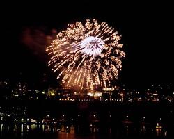 Fireworks background, salute in the sky during celebration photo