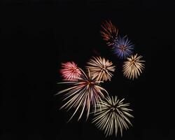 Fireworks background, salute in the sky during celebration photo