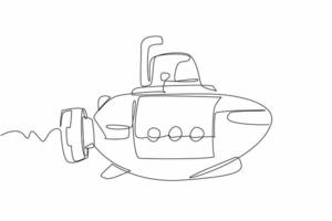 Single one line drawing the yellow submarine. Naval vehicles to maintain sovereignty in water areas. Ships of military importance. National Submarine Day. Continuous line design graphic illustration vector