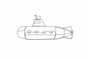 Single continuous line drawing the submarine with four porthole. Marine and freshwater science. Deep sea support vehicle. Maneuverability. National Submarine Day. One line design illustration vector