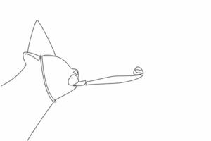 Continuous one line drawing cat wearing hat and trumpet. Celebration. Rejoice. Full of joy. Holds many beautiful memories. Nostalgia. National Pet Day. Single line draw design illustration vector