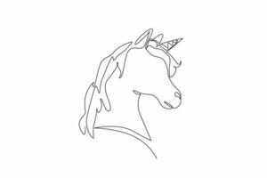 Continuous one line drawing the unicorn head. A symbol that depicts beauty, strength and courage. Folklore. Mythology. Wonderland. National Unicorn Day. Single line draw design illustration vector