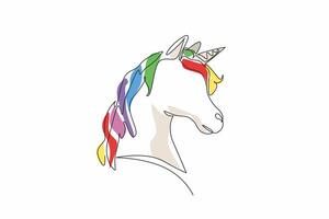 Continuous one line drawing the unicorn head. A symbol that depicts beauty, strength and courage. Folklore. Mythology. Wonderland. National Unicorn Day. Single line draw design illustration vector