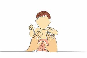 Continuous one line drawing stomach of baby massaged. Detecting stomach problems early. Eliminates excessive bloating. Affection. Loving. Baby Massage Day. Single line draw design illustration vector