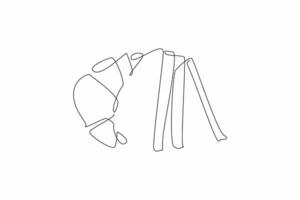 Single one line drawing a cinnamon crescent and some cinnamon sticks. For women, this snack can relieve menstrual pain. National Cinnamon Crescent Day. Continuous line design graphic illustration vector