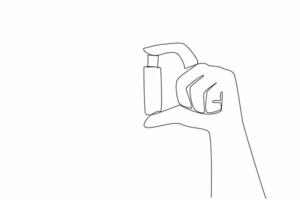 Continuous one line drawing hand is holding a flash drive. Small things with many benefits. Modern technology. Storage media. National Flash Drive Day. Single line draw design illustration vector