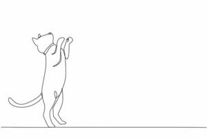 Continuous one line drawing siamese cat posing. Movement invites to play. Cats full of joy. Cheerful. Performing like in a circus. National Siamese Cat Day. Single line draw design illustration vector