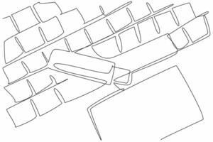 Single one line drawing flash drive above the keyboard keys. Backing up work. Daily backup in a simple way. Copy paste. Tech. National Flash Drive Day. Continuous line design graphic illustration vector
