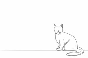 Single continuous line drawing the siamese cat posing. Resting time at home. Pay attention to the surroundings. Tired of playing. Break. National Siamese Cat Day. One line design illustration vector