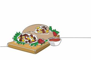 A drawing of a burrito with lettuce and tomatoes vector