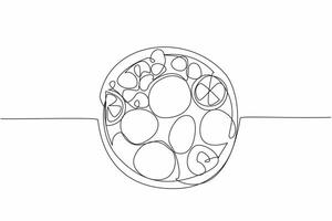 Single one line drawing fruits contain vitamin C from a top view. Very good for keeping the body fit. Natural vitamins. Zesty. National Vitamin C Day. Continuous line design graphic illustration vector