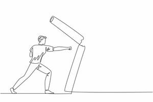 One line drawing of a man holding a large sign vector