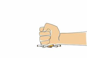 A hand holding a cigarette and a cigarette in it vector