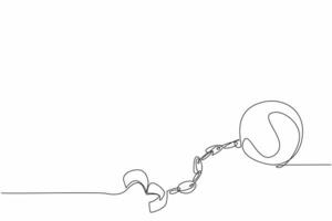 Continuous one line drawing open ball chain shackle. Such a dark past. Made a slave. Valuable lesson so it won't happen again. Only benefits the ruler. Single line draw design illustration vector
