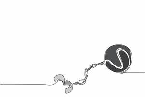 Continuous one line drawing open ball chain shackle. Such a dark past. Made a slave. Valuable lesson so it won't happen again. Only benefits the ruler. Single line draw design illustration vector