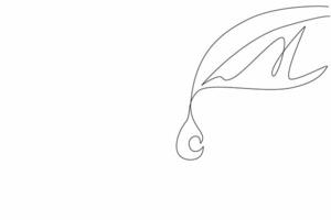 Continuous one line drawing water drop from a leaf. Purity of rainwater. Fertilizes plants. Eliminates drought. Balance of nature. Dew. World Water Day. Single line draw design illustration vector