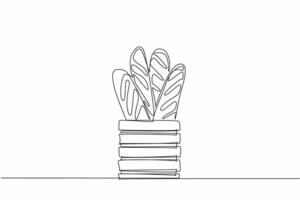 Continuous one line drawing French bread in a wooden basket covered with cloth. Displaying baguettes. Bakery. Dishes. Delicious. National French Bread Day. Single line draw design illustration vector