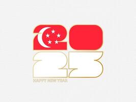 Abstract numbers 2025 with flag of Singapore. vector