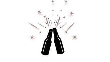 animation of various kinds of beer in bottles. happy drink party. video