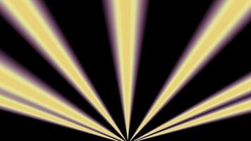 Loop of rays glow orange gold optical flare shine light animation on black abstract background. video