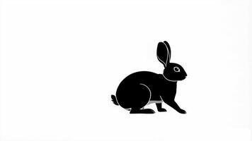 A gentle black silhouette of a rabbit walking softly from left to right on a neutral background perfect for animations wildlife projects and creative visual storytelling. video