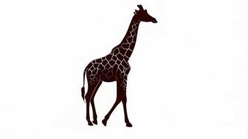 A serene black silhouette of a giraffe gracefully walking from left to right against a neutral background perfect for wildlife projects animations and creative visual storytelling. video