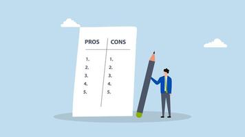 4k animation of considerate businessman evaluating business advantages and disadvantages to weigh benefits. video