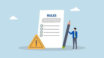 Rules and regulations, 4k animation of entrepreneur completes drafting guidelines and policies document. video