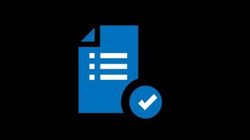 Transparent Checklist line animation, approved, checked on black background video