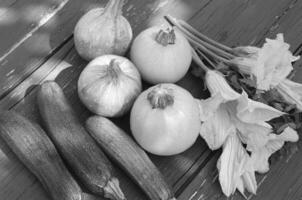Courgettes on a table close view background photo