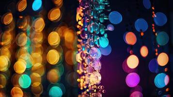 Radiant Bokeh Sparkles on Black Surface photo
