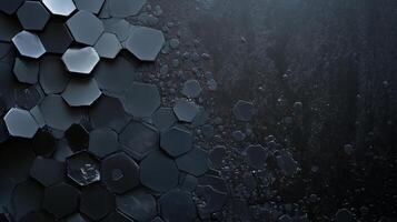 Intricate black hexagonal patterns create a striking abstract surface with subtle texture and depth photo