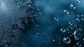 Bubbles rising in deep blue water create a mesmerizing underwater view filled with movement and tranquility photo