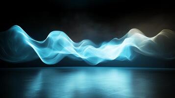Digital artwork showcasing flowing blue waves of light with a dark background emphasizing movement and fluidity photo