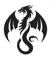 Mythical Dragon Silhouette with Wings for Art Projects vector