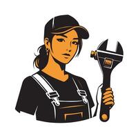 Silhouette of a Mechanic Working in a Workshop vector