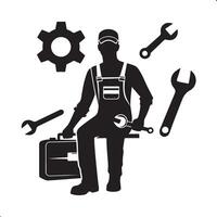 Technician Silhouette The Art of Vehicle Repair vector