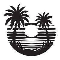 A silhouette of palm trees and a sunset vector