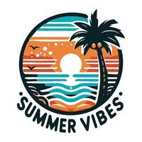 Summer vibes logo design vector