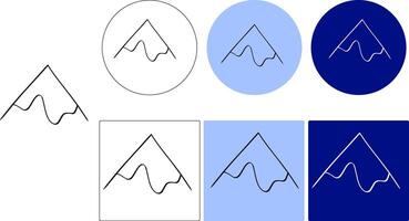 Mountain with snow pick graphic line art style logo. Isolated on white and colored background vector