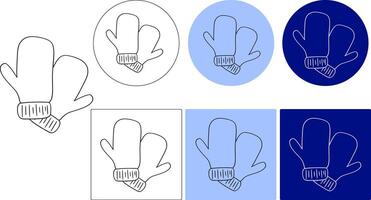 Hand-drawn minimalist illustration of cozy winter mittens. Graphic line logo. Perfect for decorations, crafting projects, and seasonal designs. Simple black outline art suitable creative use vector