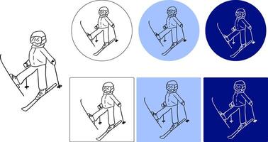 Illustration graphic line of Skier logo icon. Perfect for sign, symbols, profiles, skier logo, etc. Unique and simple design. vector