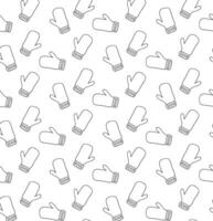 Winter mittens graphic line seamless pattern. illustration isolated on a white background. Perfect for a postcard, sticker, coloring book or as a label for a knitted product vector