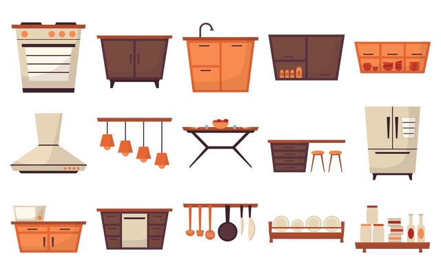 Kitchen Furniture Illustration Set