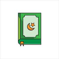 a green book with a crescent and star on it vector